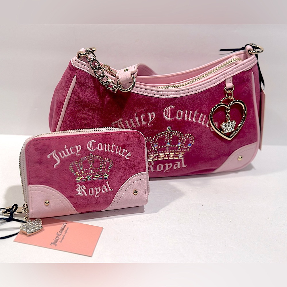 Juicy Couture Pink Shoulder Bag with Matching Wallet